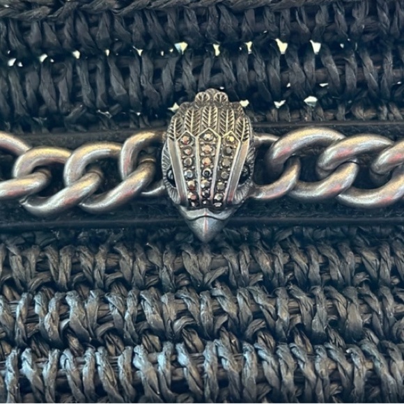 Kurt Geiger Chelsea raffia Tote Bag with matted gun metal strap - Picture 7 of 12